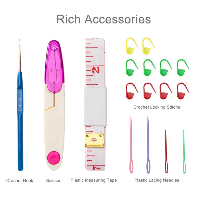 Vancens 18 Pairs Bamboo Knitting Needles Set, Vancens Circular Wooden Knitting Needles with Colorful Plastic Tube, Small Tools for Weave are Included, 18 Sizes: 2mm - 10mm, 31.5" Length - Image 4